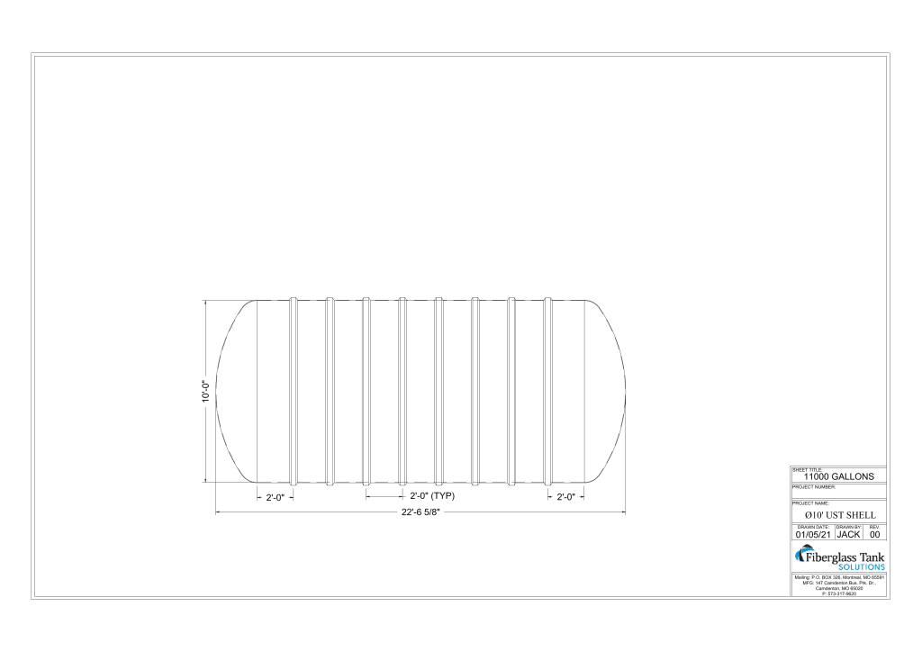 10ft X 11,000 Gal. UST Shell