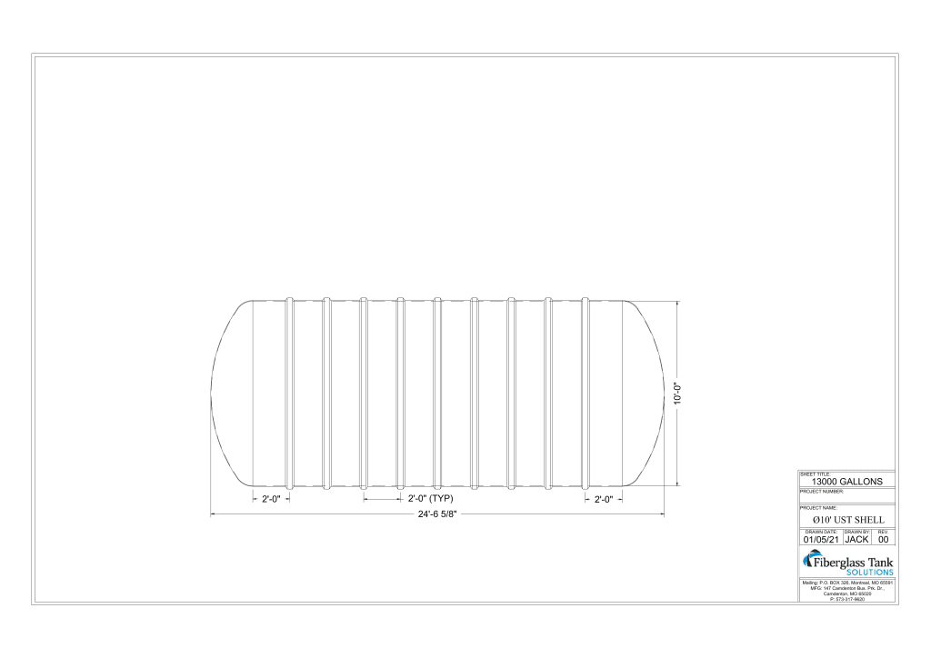 10ft X 13,000 Gal. UST Shell