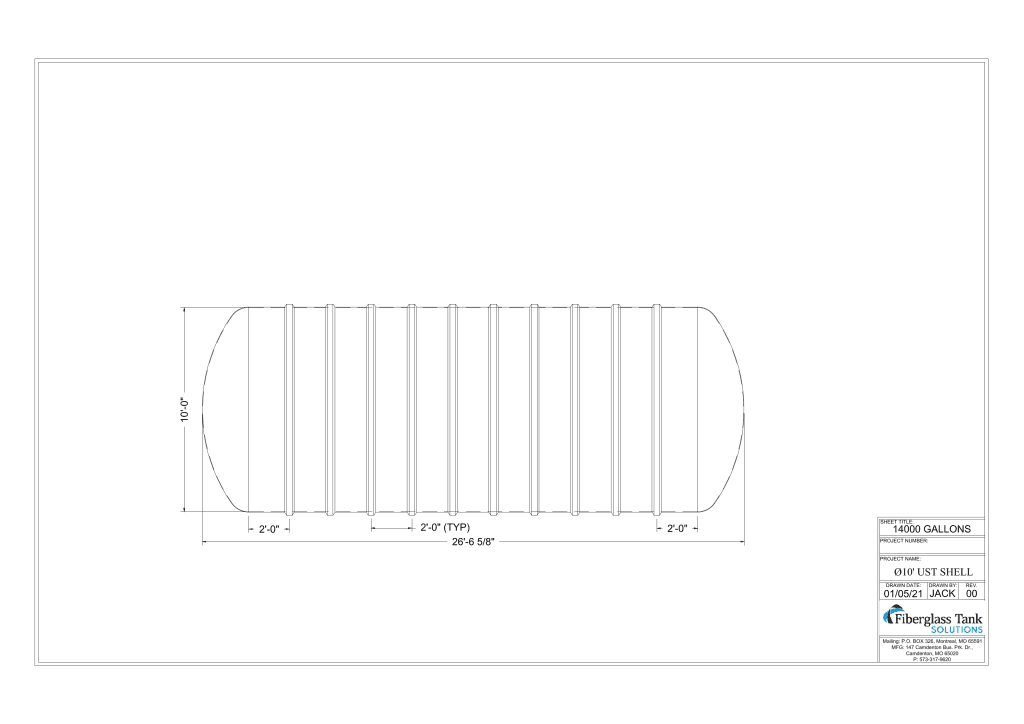 10ft X 14,000 Gal. UST Shell