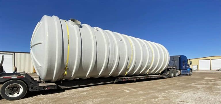 Underground water storage tanks being taken to Hospital for installation