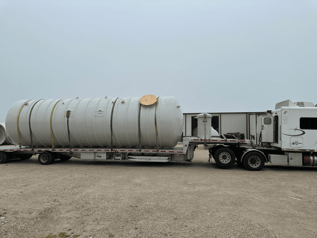 Fiberglass Tanks loaded on a trailer