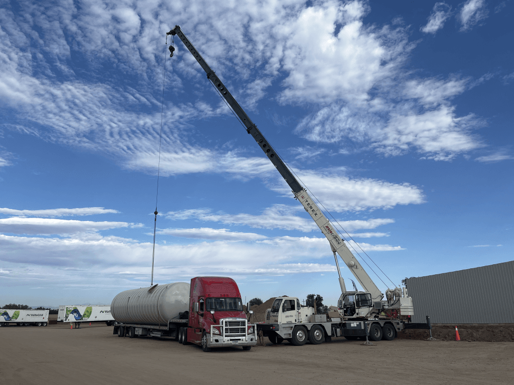 Tank ready to Unload off the trailer