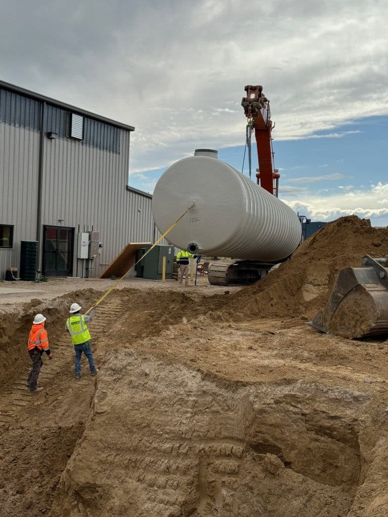 Fiberglass Tanks Walking into Hole
