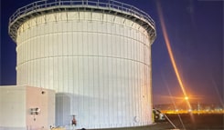 Insulated industrial water storage tank installed at Local Bounti for indoor vertical farming and irrigation infrastructure.
